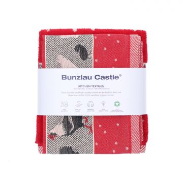 Kitchen and Tea Towel Chickens Red 