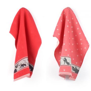 Kitchen and Tea Towel Cat Red