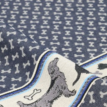 Tea Towel Dogs Dark Blue GOTS
