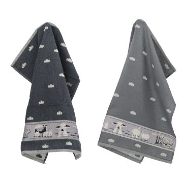 Kitchen and Tea Towel Sheep Anthracite GOTS